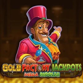 Gold Factory Jackpots Mega Moolah slot logo by Aurum Signature Studios at NeonVegas Casino