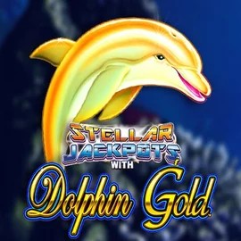 Dolphin Gold with Stellar Jackpots slot logo by Lightning Box Game at NeonVegas Casino